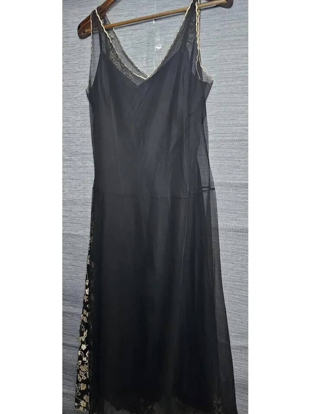 Newport News Dress Black Womens 12 Sheer Floral Embroidery - Picture 6 of 8